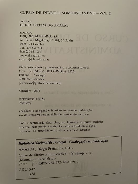 Curso de Direito Administrativo Vol. II Freitas do Amaral