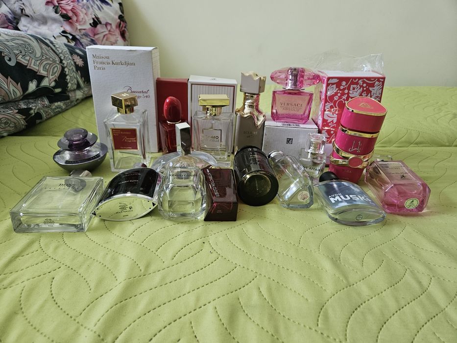 Puste flakony po perfumach bacarat, guerlain, armani