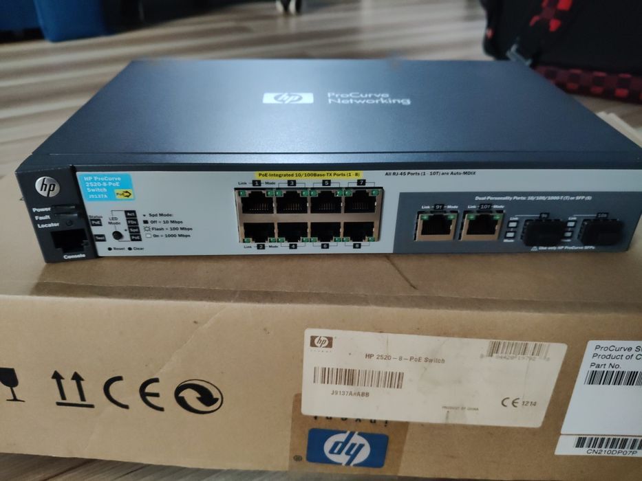 Switch HP ProCurve – sprawny, 24 porty, bez zasilacza