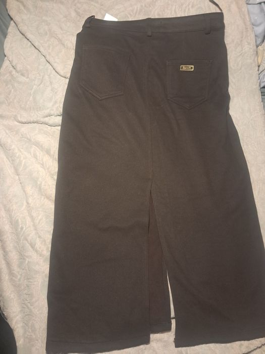 Замшева спідниця XL коричнева міді