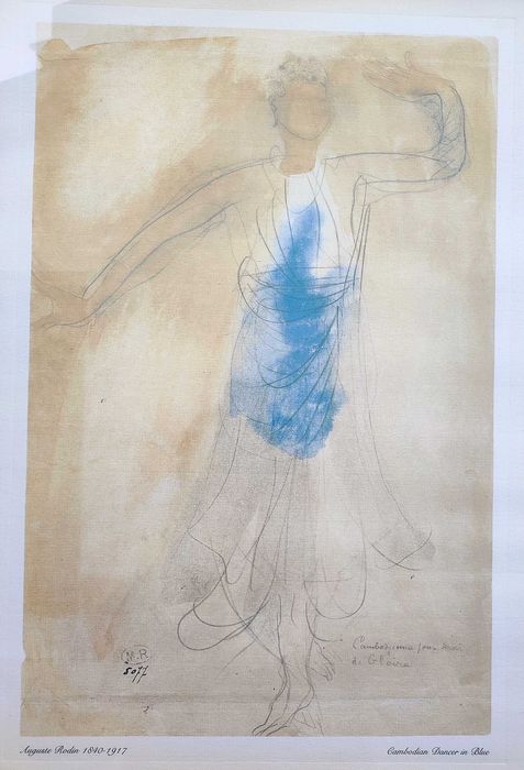 Quadro desenho / pintura Auguste Rodin - Cambodian Dancer in Blue