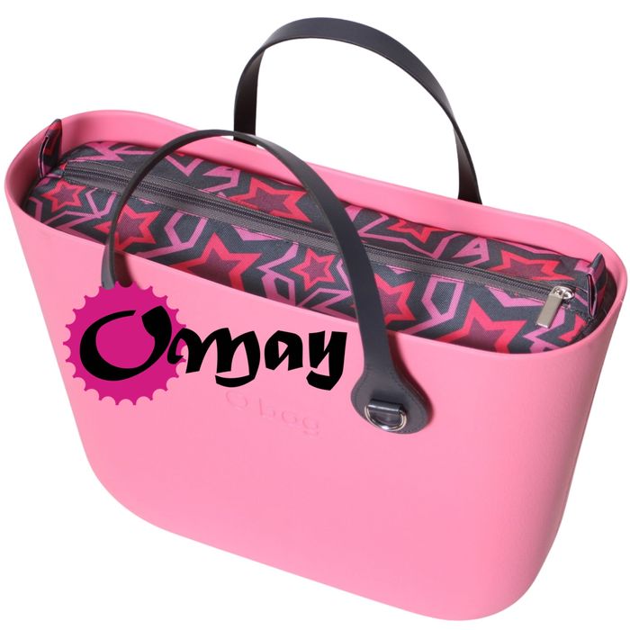 Grafitowy organizer do OBAG MINI gwiazdy różowe 2 kieszenie wkład OMAY