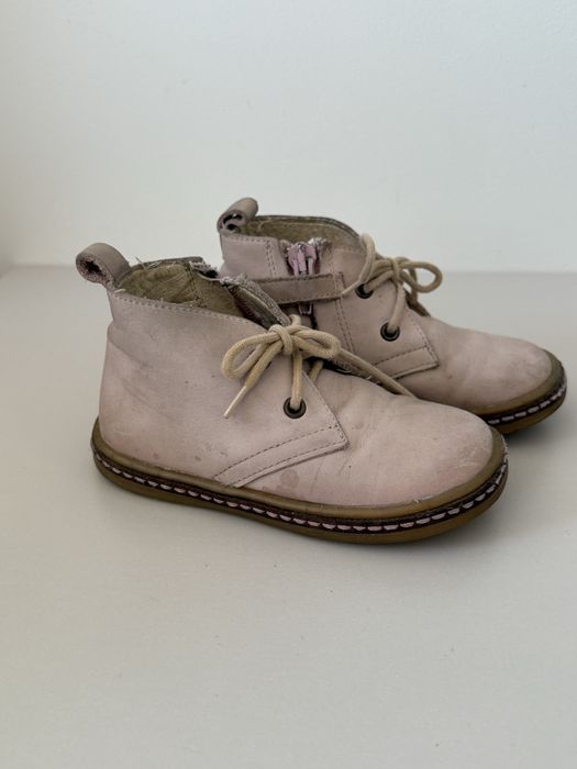 Emel trzewiki 22 pudrowy róż dziewczęce skóra naturalna wkładka 14 cm