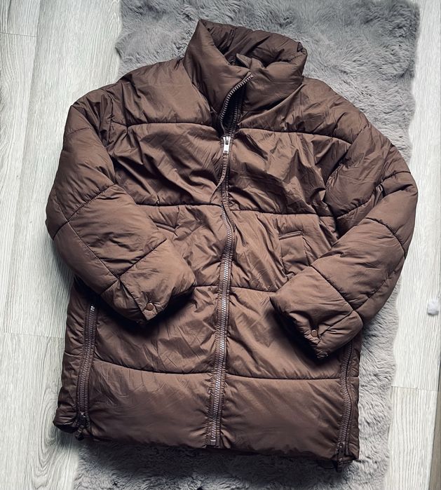 Kurtka zimowa damska brąz  Zara S/M ciepłaoversize puffer z defektem