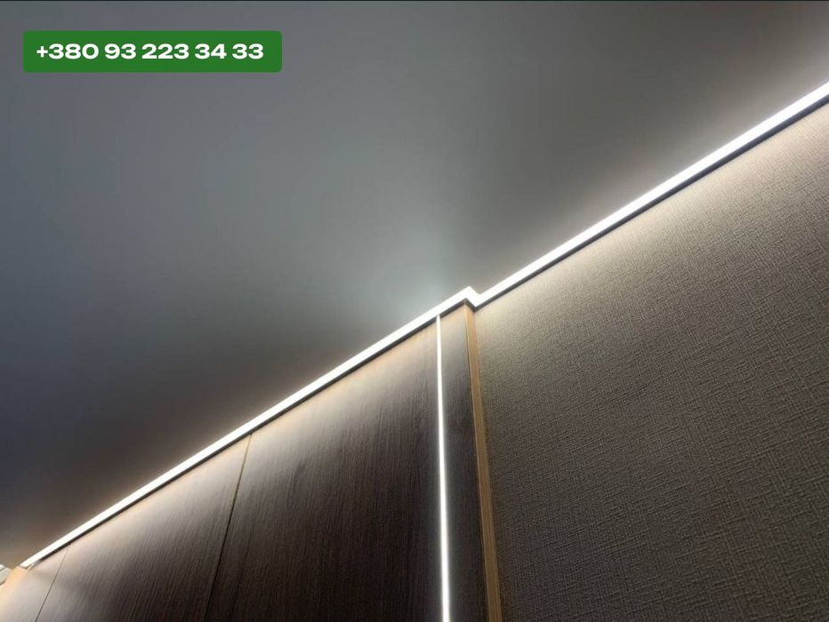 Монтаж натяжної стелі Київ. Санвузол, кухня, спальня. Натяжна стеля