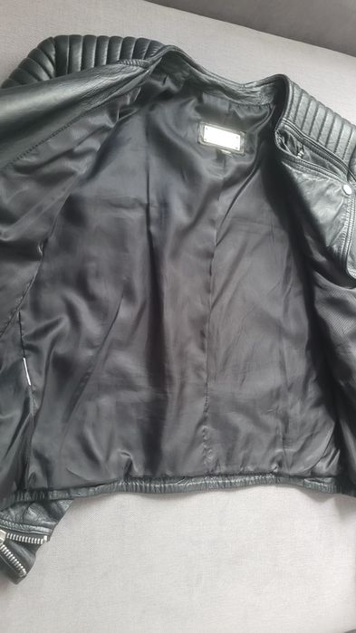 Czarna kurtka Mango S, skóra naturalna