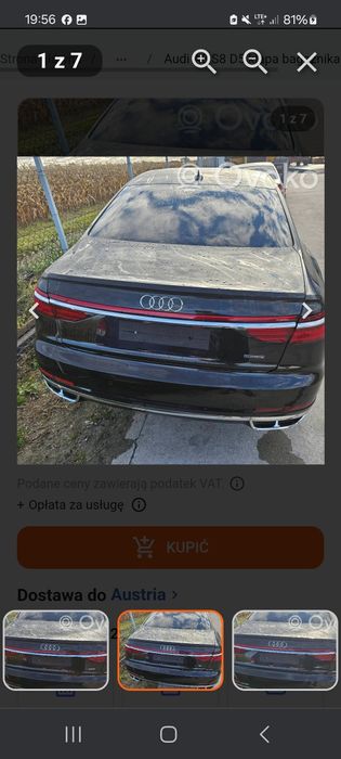 Audi A8d5,2019r zderzak tyĺ igĺa.
