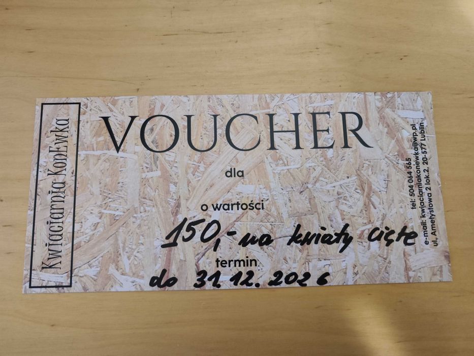 Voucher na kwiaty cięte za 150 zł w Kwiaciarni na Ametystowej, sprzedam za 100 zł - ważny do 31.12.2026