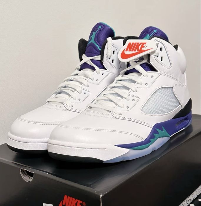 Оригінал Кросівки Air Jordan 5 Retro OG Grape Джордан білі шкіряні