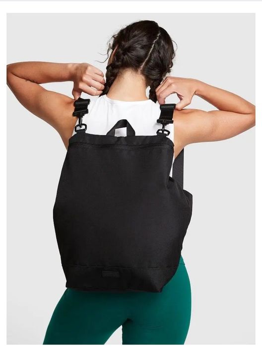 Сумка рюкзак велика спортивна на пляж чорна Вікторія Сікрет шопер