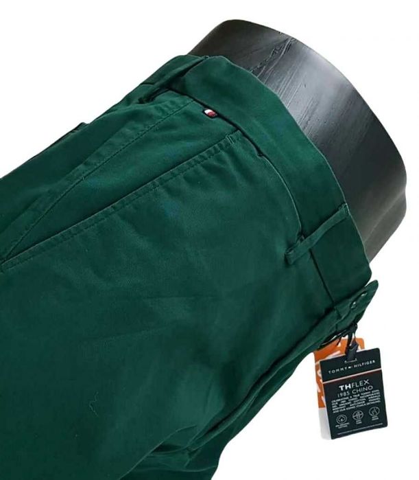 Męskie spodnie Tommy Hilfiger Denton Chino zielone nowe oryg. -W32/L34