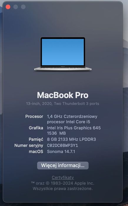 MacBook Pro 13" 2020 i5 8GB/256GB