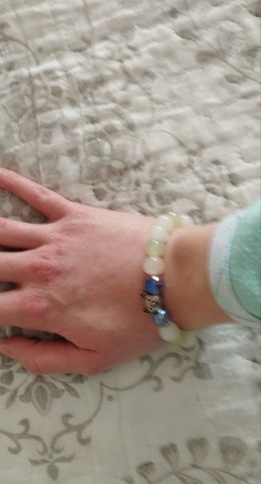 Bransoletka koraliki kolorowe pastelowe perłowe kotek handmade hippie