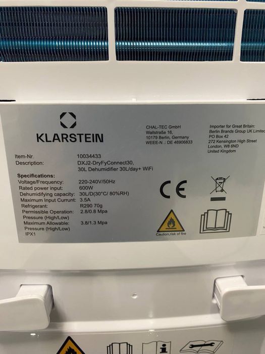 Осушувач повітря 30л Smart з Німеччини Klarstein DryFy 30 10034433