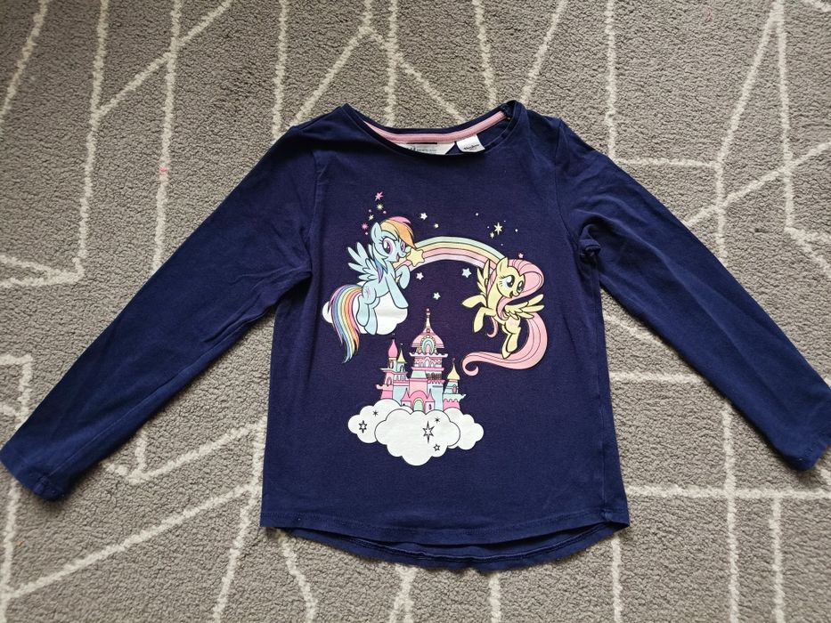 Bluzka z długim rękawem H&M r 110/116 Koniki Pony jednorożec