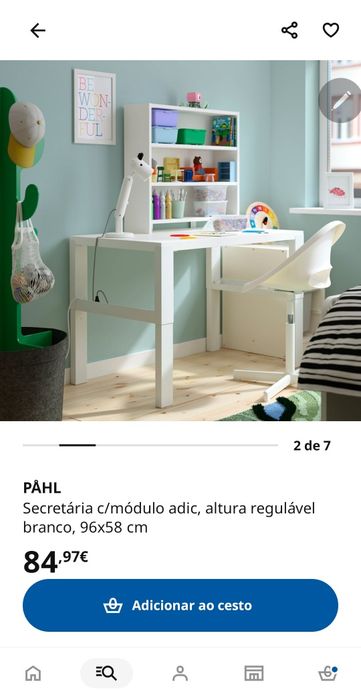 Secretária IKEA PÅHL com módulo de prateleiras – Excelente estado