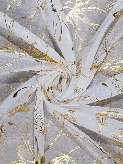 Тюль батист Flowers с цветочным принтом, тюль под лен, тюль с цветами