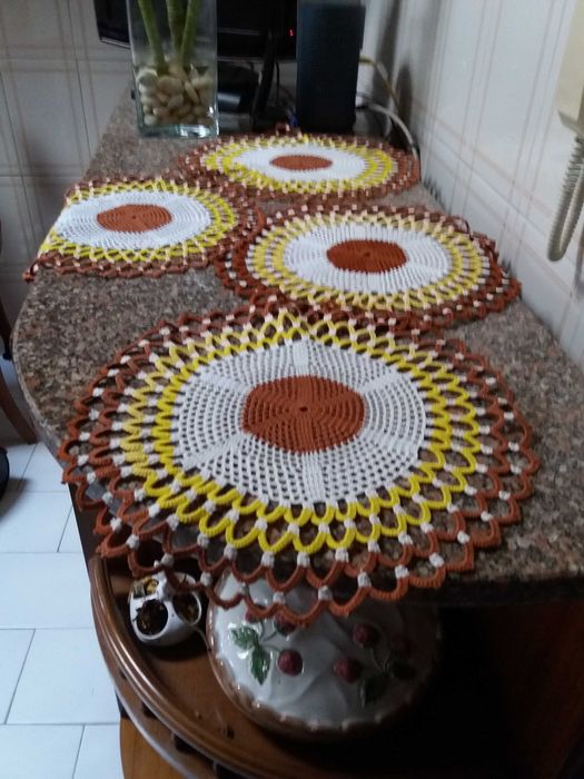 Panos de crochet feitos à mão