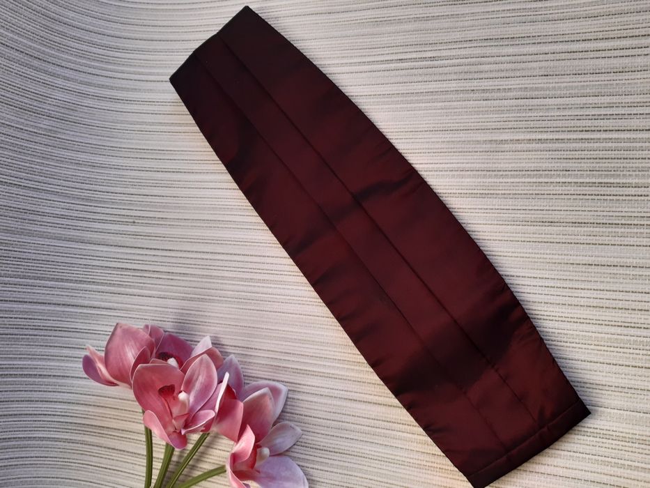 Бордовий камербанд-хамелеон (пояс під смокінг) Tie Rack, Made in England