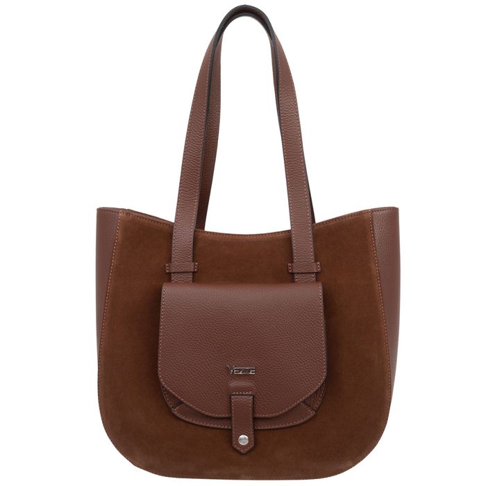 VEZZE torebka skórzana zamszowa klasyczna z rączkami V703 brązowa