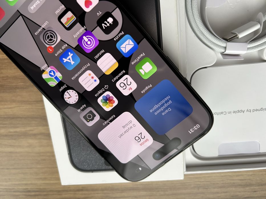 Iphone Apple 15 Pro 128GB A3102 Black/Bat90%/Bez Rat/Komplet!