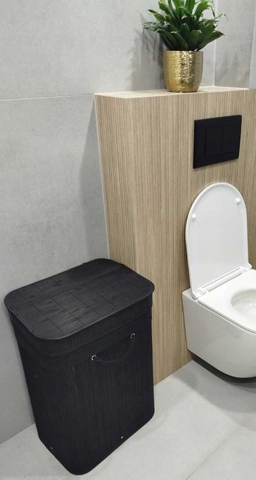 Designerski Kosz na Pranie POKKA 72L Czarny Loft Składany