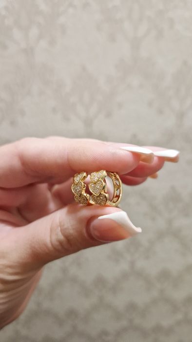 Позолочений комплект сережки та каблучка xuping