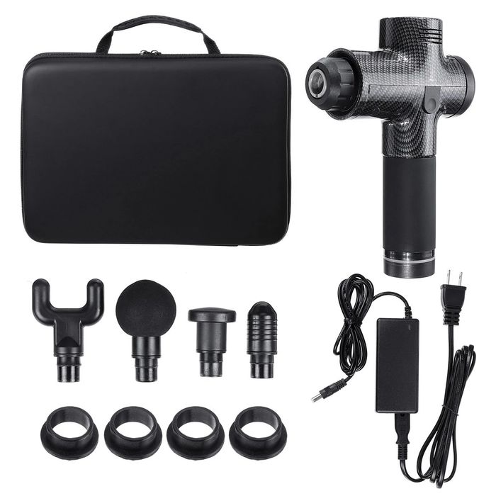 Pistola Massagem MassageGun Profissional 4 cabeças 2500mAh silenciador