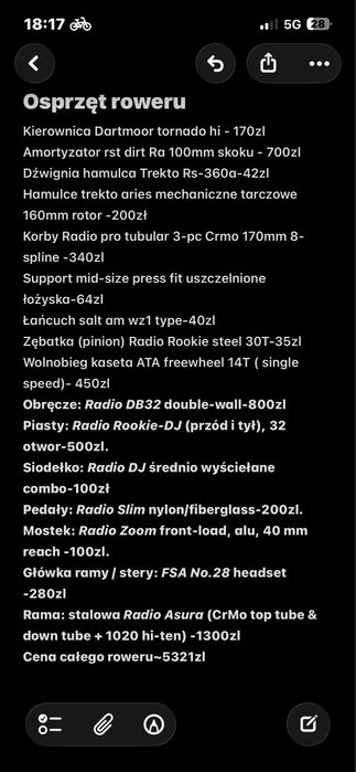 Rower dirt Radiobikeco