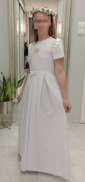 Alba dziewczęca sukienka komunijna rozm 146 - 152 wianek rękawiczki