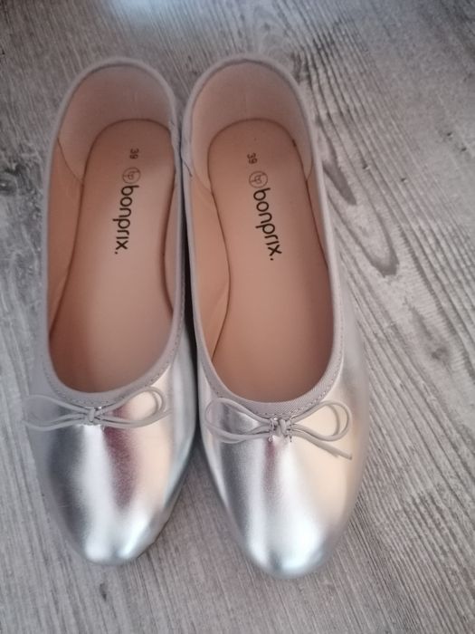 Bonprix nowe baleriny srebrne