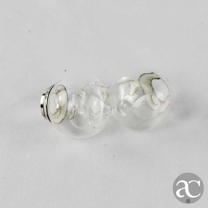 Saleiro e Pimenteiro vidro e prata Leitão & Irmão, pequenas colheres