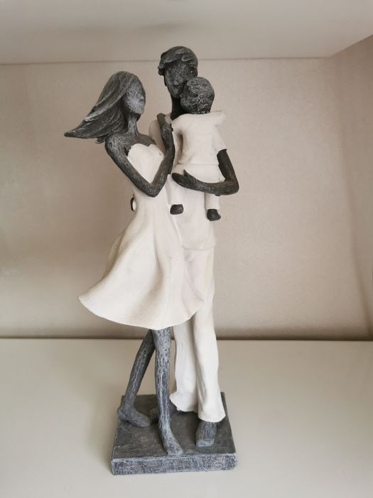 Figurka para czarno srebrna rodzina