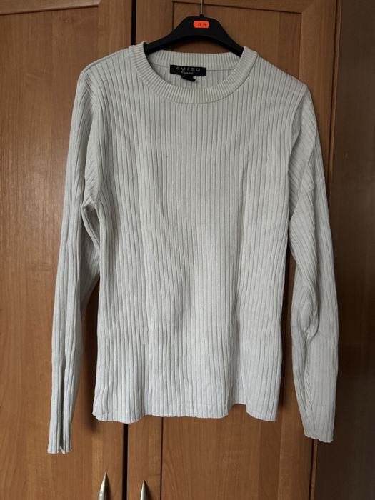 Biały sweter w prążki Amisu XL