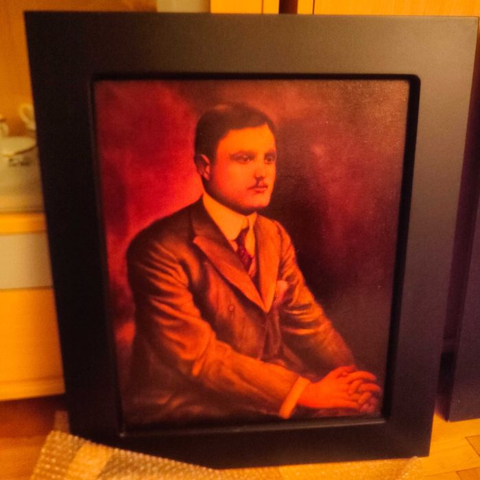 Stary Obraz portrety założycieli fabryki Rolls Rolyce Antyk