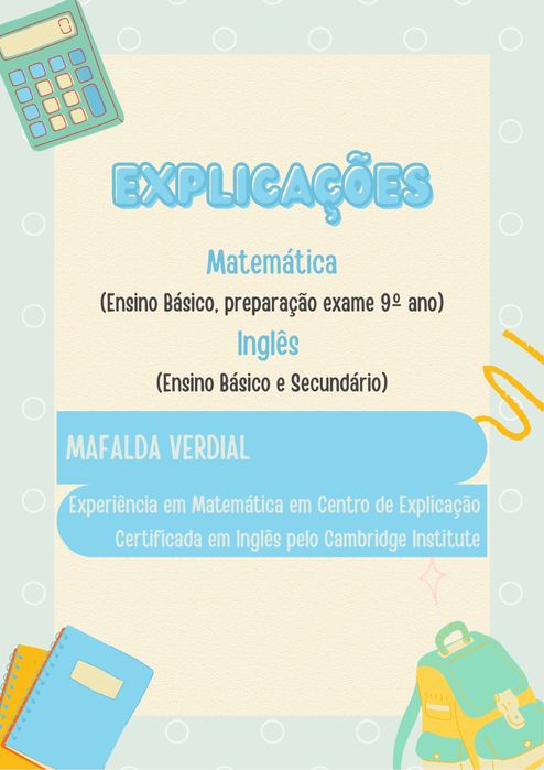 Explicações Online Matemática e Inglês (7º ao 12º)