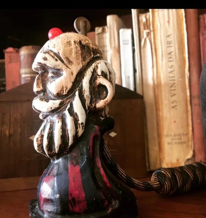 Estatueta Isqueiro Velho Pavio Antigo Busto Vintage madeira 1950