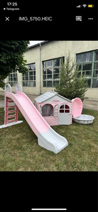 Дитячий будиночок гірка пісочниця Детская песочница горка качеля тачка