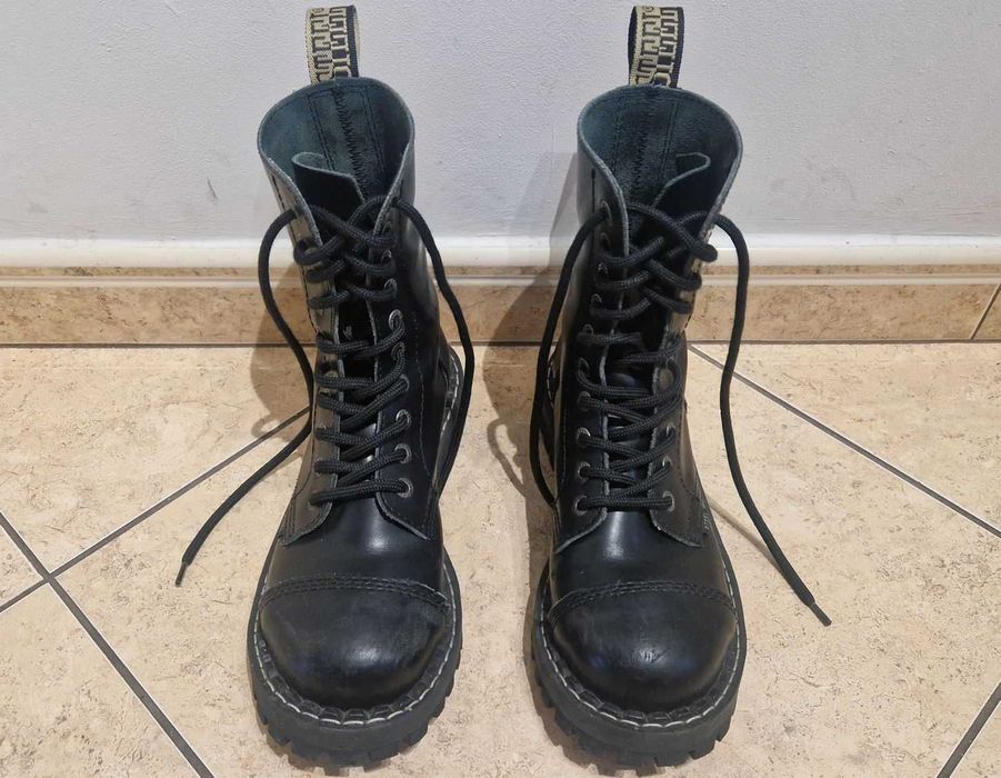 Buty glany STEEL -001 Black 10 dziurek czarne rozmiar 38 unisex