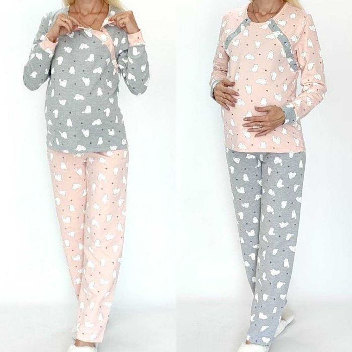 Жіноча тепла піжама кулір, байка, махра для годуючих мам 44-62