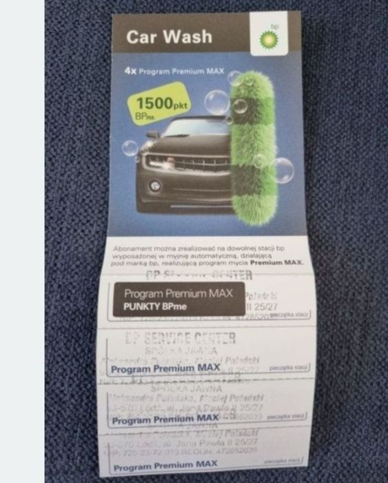 2 karnety bp premium max każdy ma 4 mycia
