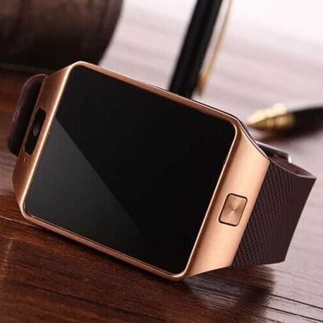 Relógio Smartwatch Bluetooth castanho com cabo USB