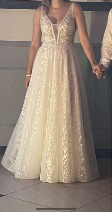 Suknia slubna z brokatem glamour 36/38