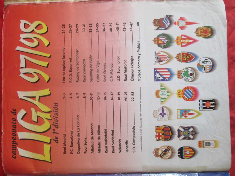 Caderneta de cromos completa Panini La Liga 97/98
