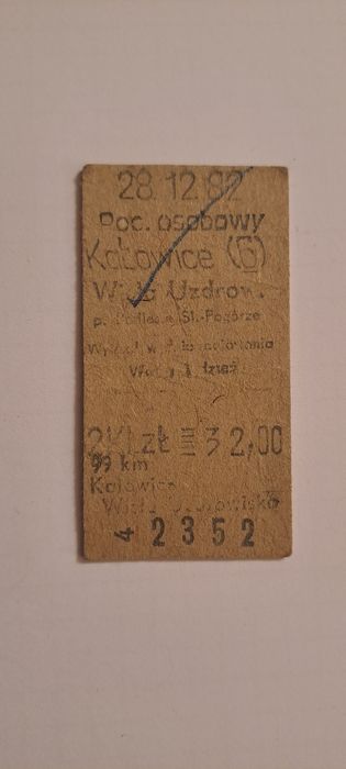 Bilet kartonikowy kolejowy PKP Katowice - Wisła Uzdrowisko