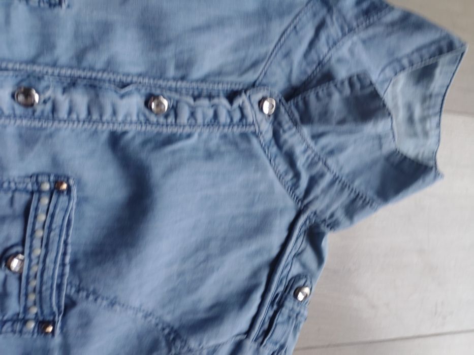 Jasnoniebieska Bawełniana Koszula Jeansowa Damska Bluzka