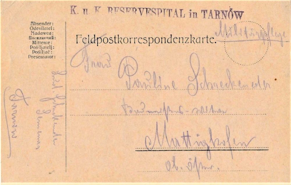 Feldpost - Tarnów - Reservespital