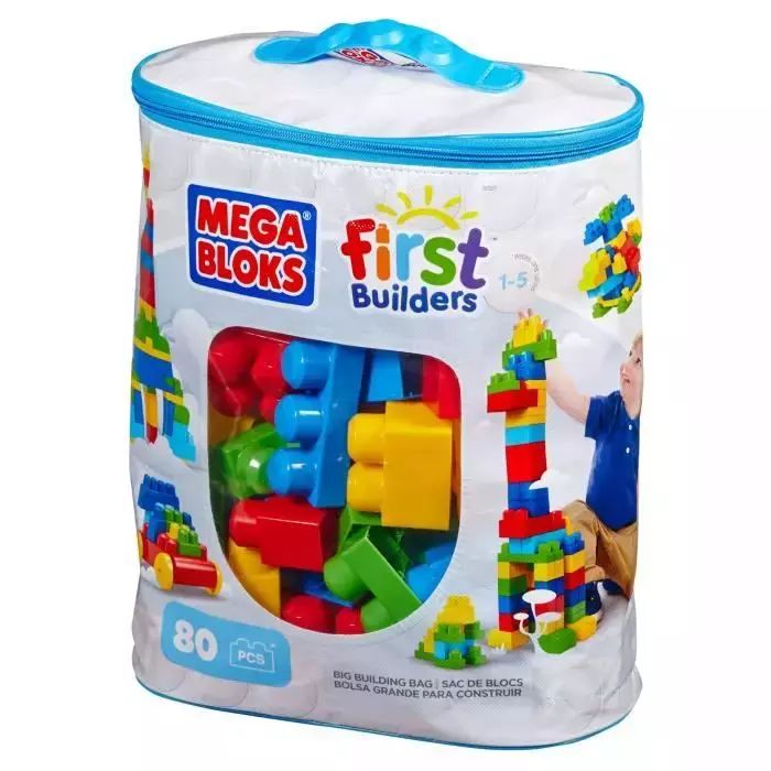 Mega Bloks. CYP72 First Builders. Klocki w niebieskiej torbie, 80 elementów. Mega Bloks. Nowy Produkt