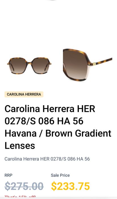Сонцезахисні окуляри Carolina Herrera , Carrera
