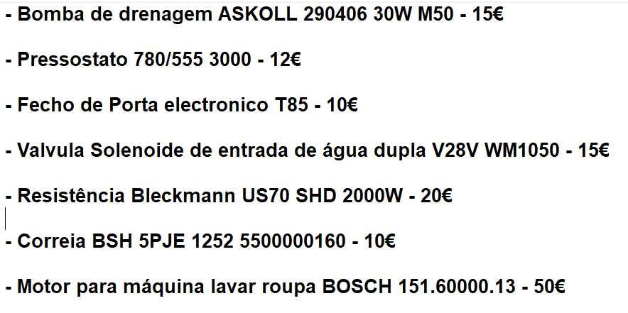 Peças para Maquina de Lavar
